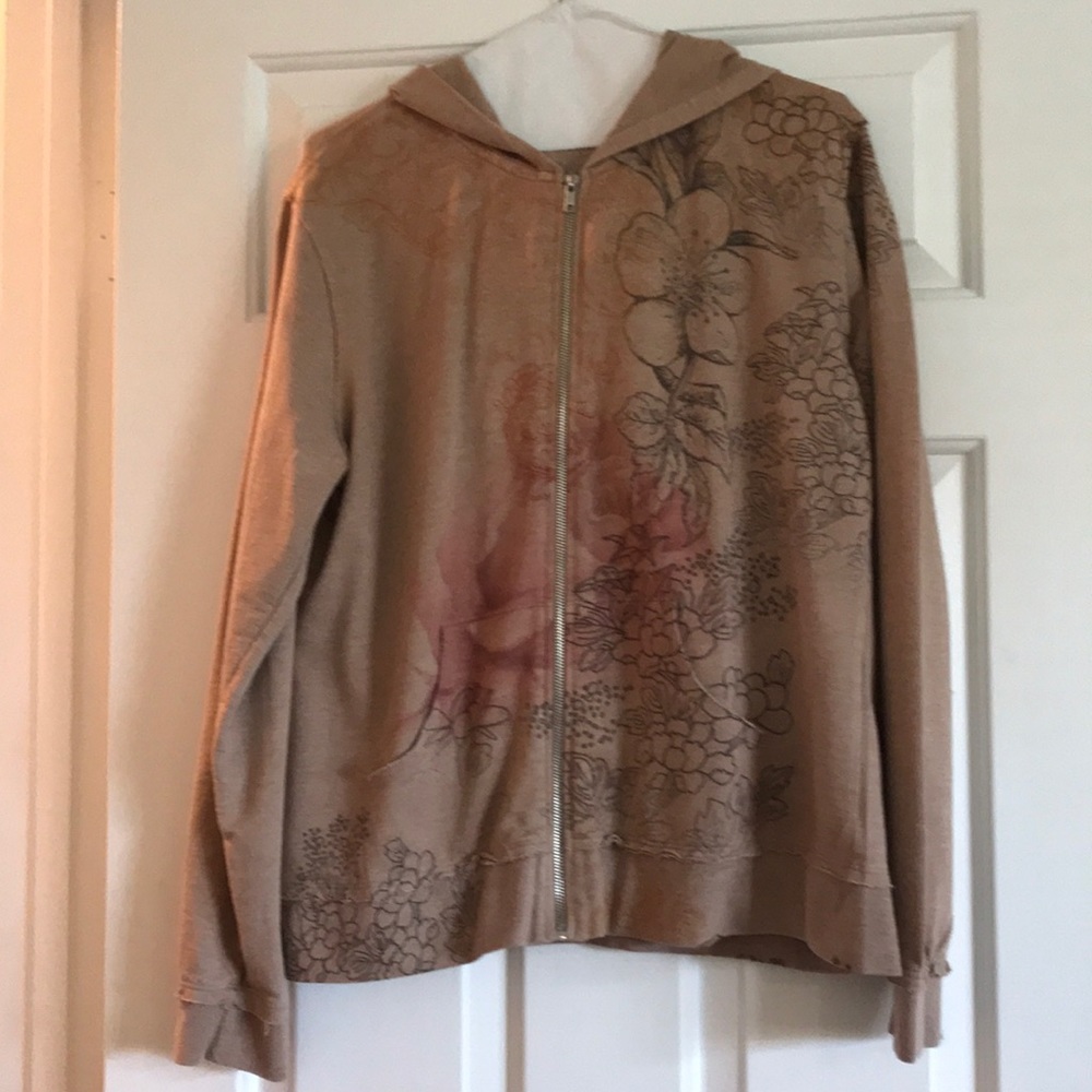 🌸Lightweight Hooded Distressed Beige Jacket